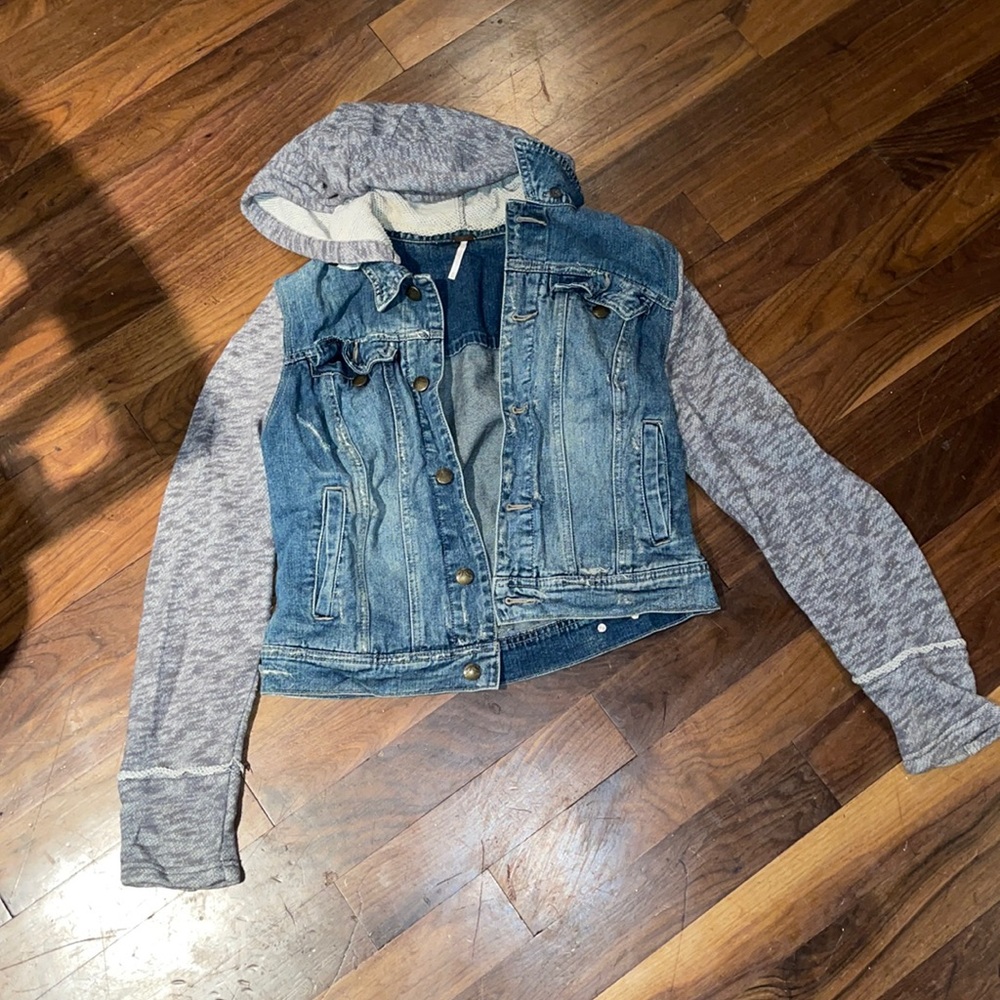 Free people hooded Jean jacket